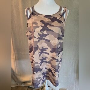 Relaxed Cream and Brown Camouflage Tank Top